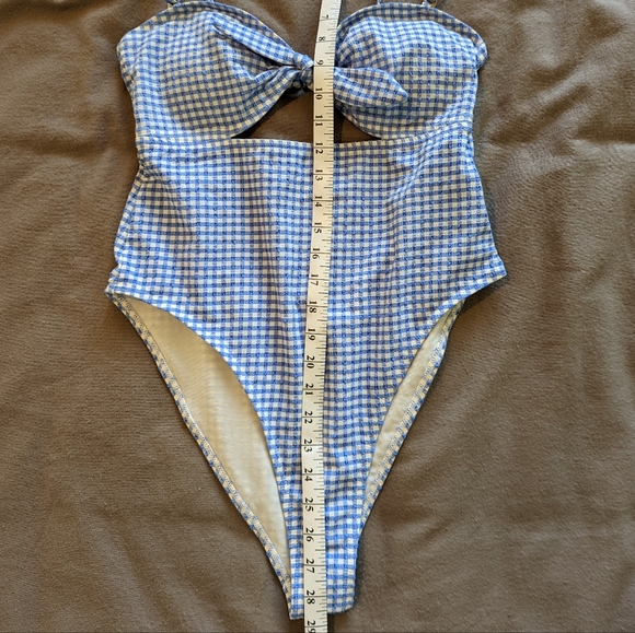Forever 21 blue gingham tie front swimsuit - Picture 4 of 6